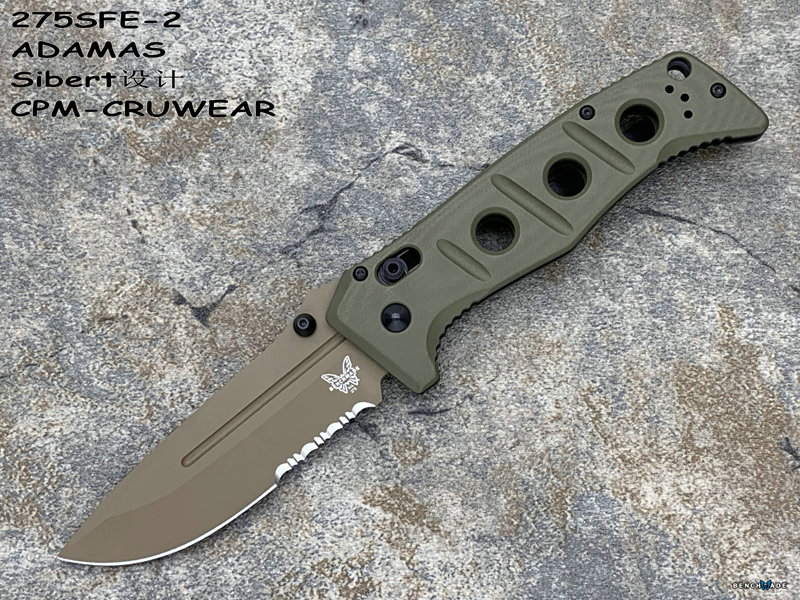 Benchmade 蝴蝶 275SFE-2 ADAMAS Sibert设计CPM-CRUWEAR超级强壮工具钢刃材 G10柄硬汉战术半齿折刀（现货）